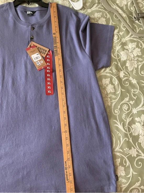 Eddie Bauer Men’s Purple Short-Sleeve Henley Tee - Picture 7 of 10